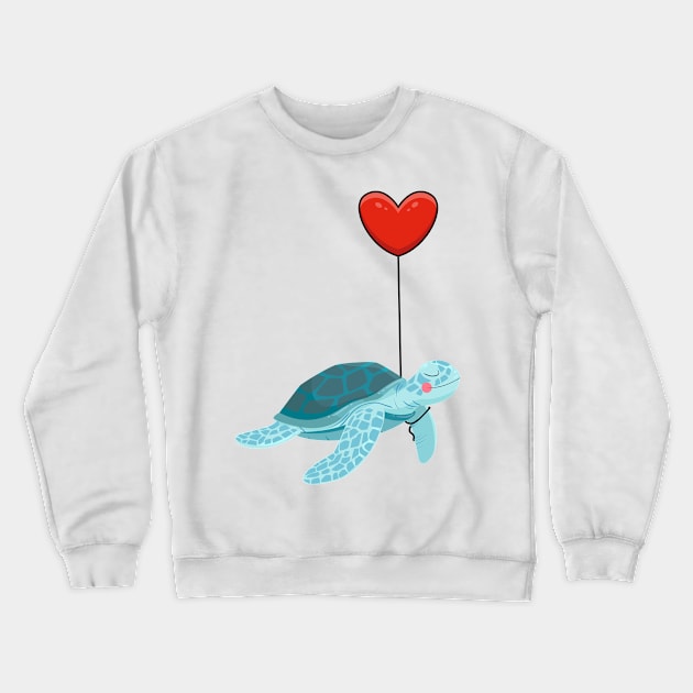 Turtle Watercolor Sea Ocean Underwater Valentine's Day Crewneck Sweatshirt by Msafi